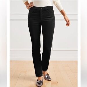 Talbots Corduroy Straight Leg Pants Curvy in Black 14 Petite NWOT